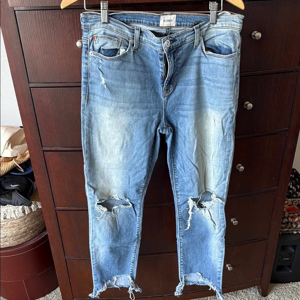 Hudson Jeans Blue Boyfriend Distressed Denim